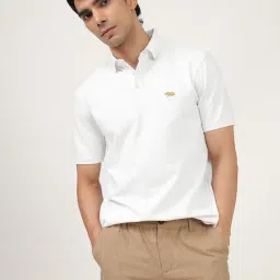 Andamen White Regular Fit Solid Polo T-Shirt-image-81