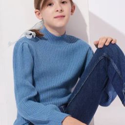 VERO MODA GIRL Girls Blue Self Pattern Sweater-image-72