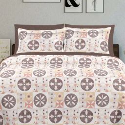 Ariana SARDINIA Peach Cotton 144 TC King Size Bedsheet With 2 Pillow Covers-image-96