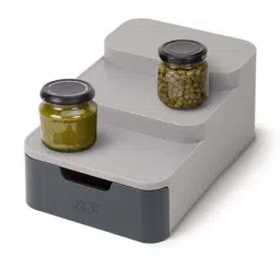 Joseph Joseph Grey Polypropylene 3-Tier Shelf Organizer With Drawer For Cabinet image 5