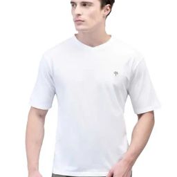 Woodland White Regular Fit V Neck T-Shirt-image-93