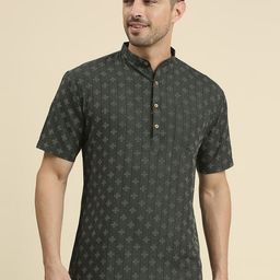 RAJUBHAI HARGOVINDAS Woven Design Band Collar Cotton Kurta-picture-58