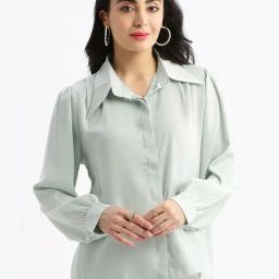 SHOWOFF Sea Green Relaxed Fit Shirt-image-28