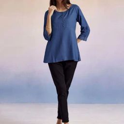 Jaipur Kurti Blue Plain Top-33