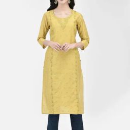 Span Yellow Printed Straight Kurta-picture-44