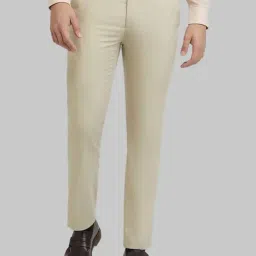 Park Avenue Brown Slim Fit Self Pattern Trousers-image-65