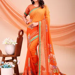 LeeliPeeri Designer Floral Poly Georgette Saree-picture-16