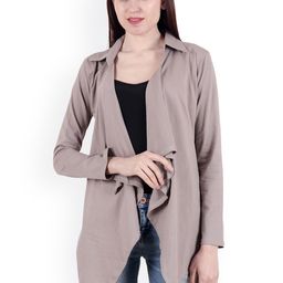 Cation Grey Solid Open Front Shrug-14