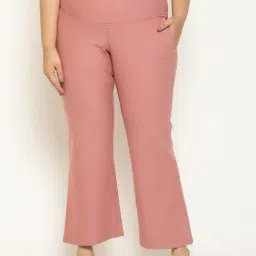 Amydus Dusty Pink Flared Fit High Rise Pants-picture-1