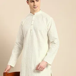 Anouk Men Floral Embroidered Chikankari Kurta-11