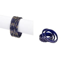 SOMIL Set of 16 Blue Alloy Artificial Stones & Beads Bangles-image-95