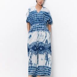 Ancestry Blue & White Cotton Printed Maxi Jumpsuit-image-42