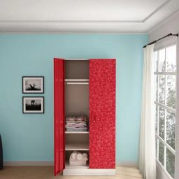 Godrej interio Slimline Fantasia 2 Door Steel Almirah, Red (1 Year Warranty,1 Locker)-image-49