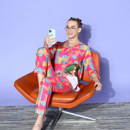 Bannos Swagger Women Fuchsia Geometric Joyful Retreat Night Suit-image-18