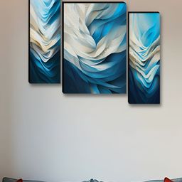 Livin'luxe Blue & Grey 3 Pieces Ocean Wave Abstract Canvas Wall Arts-picture-29