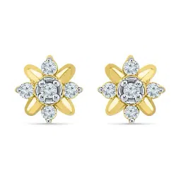 Sri Jagdamba Pearls Flower Shape 18k Gold & 0.1 ct Diamond Earrings-image-49