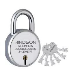 HINDSON 65 mm Metal Silver Finish 6 Keys Padlock with Keychain-4