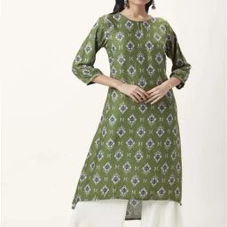 Rangmanch by Pantaloons Green Printed High Low Kurta-image-69