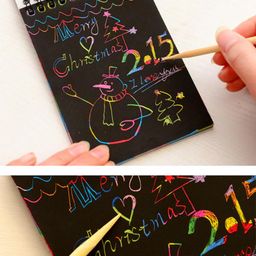 glun GLUN® Rainbow Scratch Notebook with Magical Vibgyor Color with Pencil Stick Notepad, Educational Toy for Kids Pack of 1 image 5