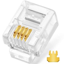 FEDUS 100 Pack Telephone Plug 4 Pin RJ11 6P4C Modular Plug Telephone Phone Connector Crystal Head Plug Network Connector (6/4, Telephone Cord Connector Adapter Crimp) Four-core Cable RJ 11 Plug image 1