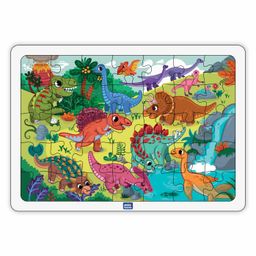Mini Leaves 35 Pieces Wooden Dinosaur Jigsaw Puzzle with Knowledge Booster Cards-14