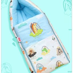 Babyhug Velvet Sleeping Bag Animals Print - Blue-image-13
