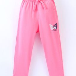 Doreme Single Jersey Full Length Lounge Pant Text Print- Pink-image-46