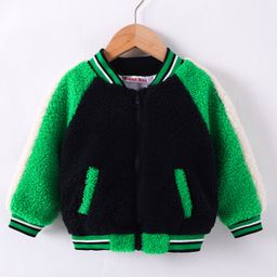 Kookie Kids Full Sleeves Bomer Jacket - Black & Green-image-95