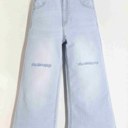 Cherry Crumble By Nitt Hyman Wide Leg Ripped High Waist Denim Jeans - Blue-image-0