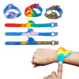 Parteet Pop It Fidget Toys Unicorn Rainbow Bracelet Wrist Band (Pack of 6, Multicolor)-14