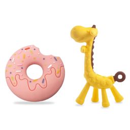 Chinmay Kids Silicone Baby Teether Giraffe and Donut Shape Baby Teething Toy Cartoon BPA Free Teether (Pink - Yellow)-image-76