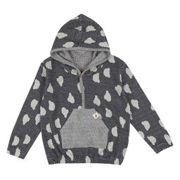 Turtledove London Organic Cotton Knit Full Sleeves Reversible Hooded Sweatshirt Abstract Print - Black-image-91