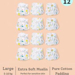 SuperBottoms First Love Muslin DryFeel Langot  Pack of 12 Softest, Baby with Premium Muslin Layer for Newborns size - (Large 5kg - 10 kg)-22