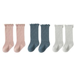 SYGA Set of 3 Cotton Solid Socks - Pink & Grey & Blue-17