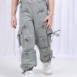 NEUDIS Cotton Pockets Detailed Solid Cargo Pants - Dark Grey-image-83