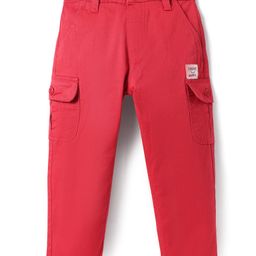 Babyhug Twill Woven Full Length Solid Color Trouser With Stretch & Pocket - Coral-image-65