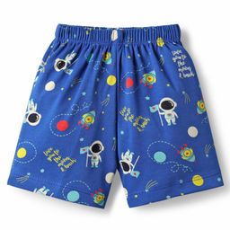 Child World Interlock Knit Knee Length Shorts with Space Theme Print - Navy Blue-image-43