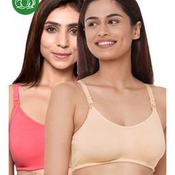 Inner Sense Organic Cotton Pack Of 2 Solid Antimicrobial Soft Feeding Bras - Multi Colour-image-68