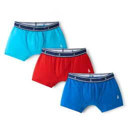 Pine Kids Cotton Elastane Knit Solid Colour Trunks Pack Of 3 - Light Blue Navy Blue & Red-image-60
