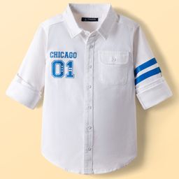 Pine Kids Cotton Woven Full Sleeves Shirt With Sport Theme Print - White-picture-31