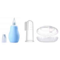 Baby Miniature Silicone Blue Nose Cleaner Nasal Aspirator and Baby Silicone Finger Toothbrush with case for Babies-image-19