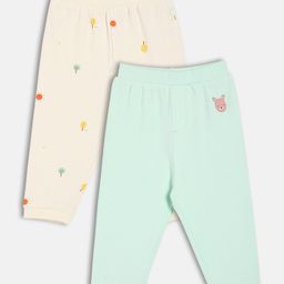 MINI KLUB Cotton Knit Pack Of 2 Trees Printed & Kangaroo Patch Embroidered Pants - Pink & Blue-picture-3