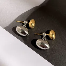 Aurum & You Gold-Plated Dual Toned Contemporary Studs-picture-50
