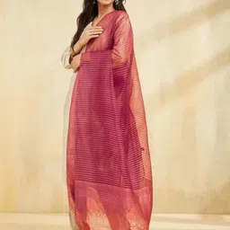 Fabindia Striped Woven Design Silk Dupatta-picture-33