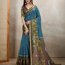 SUVIKAS CREATION Ethnic Motifs Printed Zari Saree-image-38