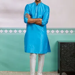 VASTRAMAY Men Yoke Design Regular Thread Work Kurta with Pyjamas-14