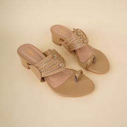 Anouk Women Textured Synthetic Party Block Sandals with Laser Cuts-image-95