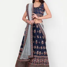 THE52 Embroidered Semi-Stitched Lehenga & Unstitched Blouse With Dupatta-picture-31