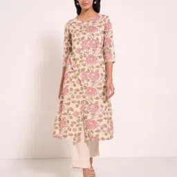 Rangmanch By Pantaloons Antique White Regular Fit Printed Kurta-picture-17