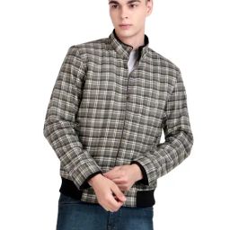 Leather Retail Multi Tweed Regular Fit Checked Jacket-picture-32